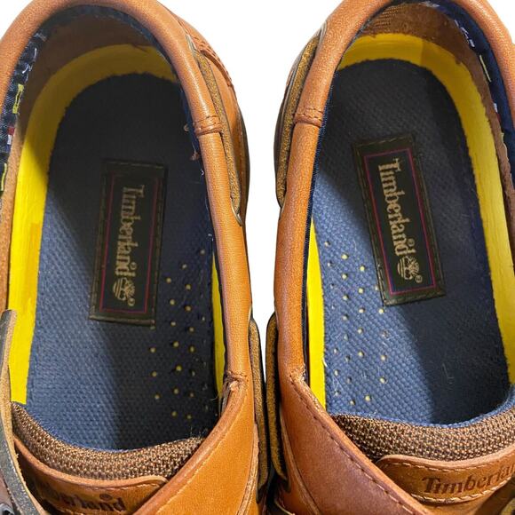 Timberland Shoes Mens 8.5M Chestnut Brown Leather Mock Toe 2 Eye Boat Shoes - Picture 8 of 11